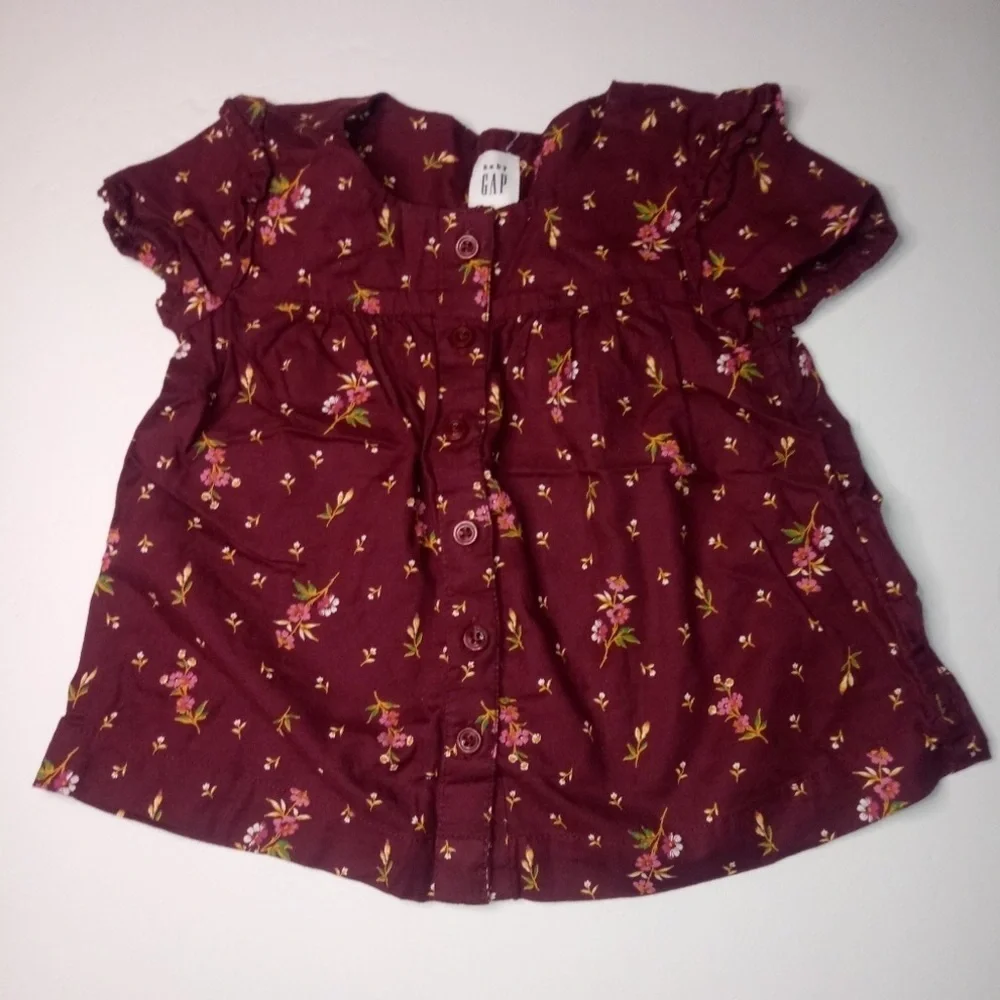 Girls Gap floral short sleeve button down shirt - Picture 8 of 14